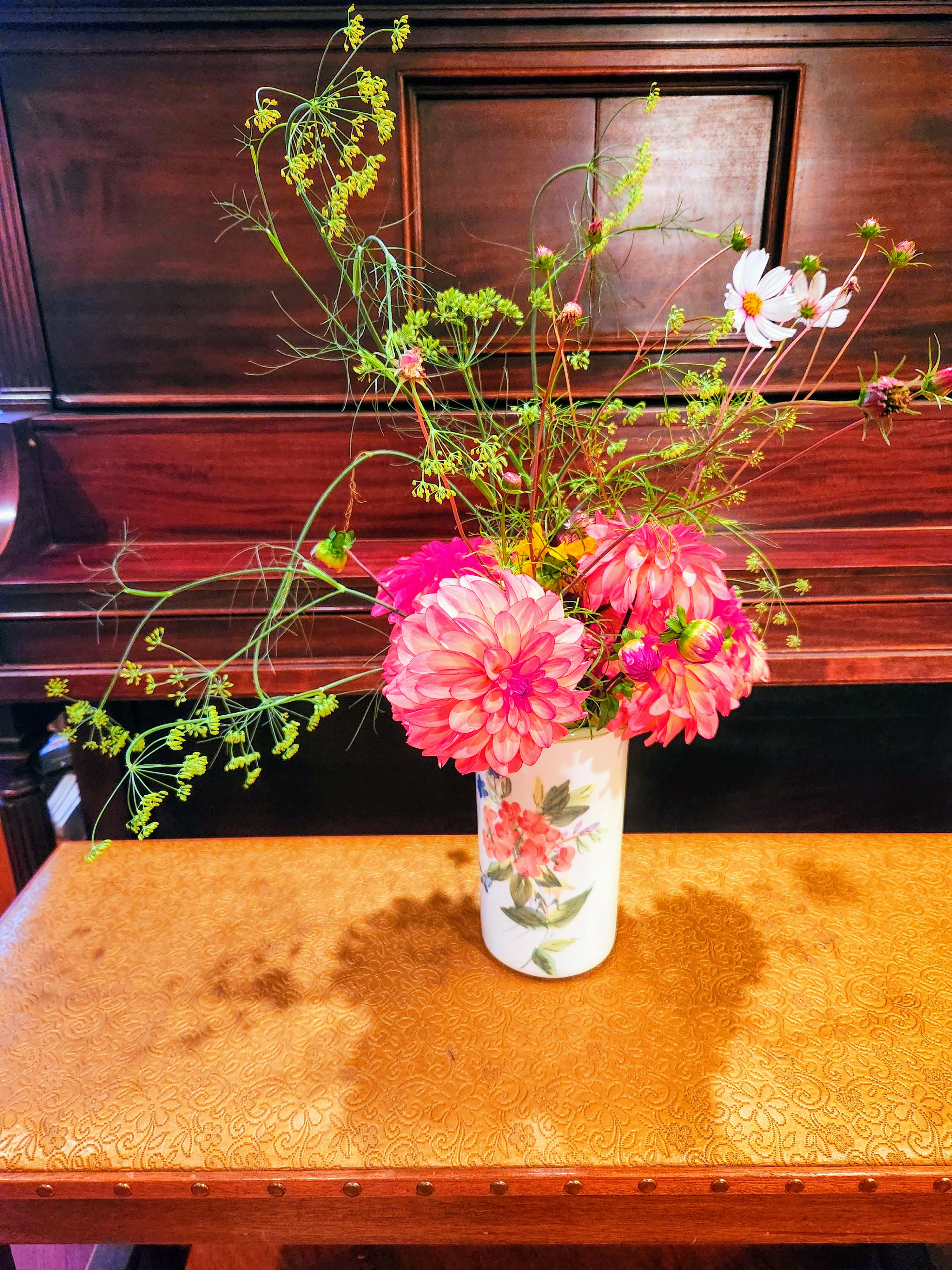 Pink Dahlias, Cosmos, Fennel Flowers, & Black-eyed Susans (Rudbeckia hirta)